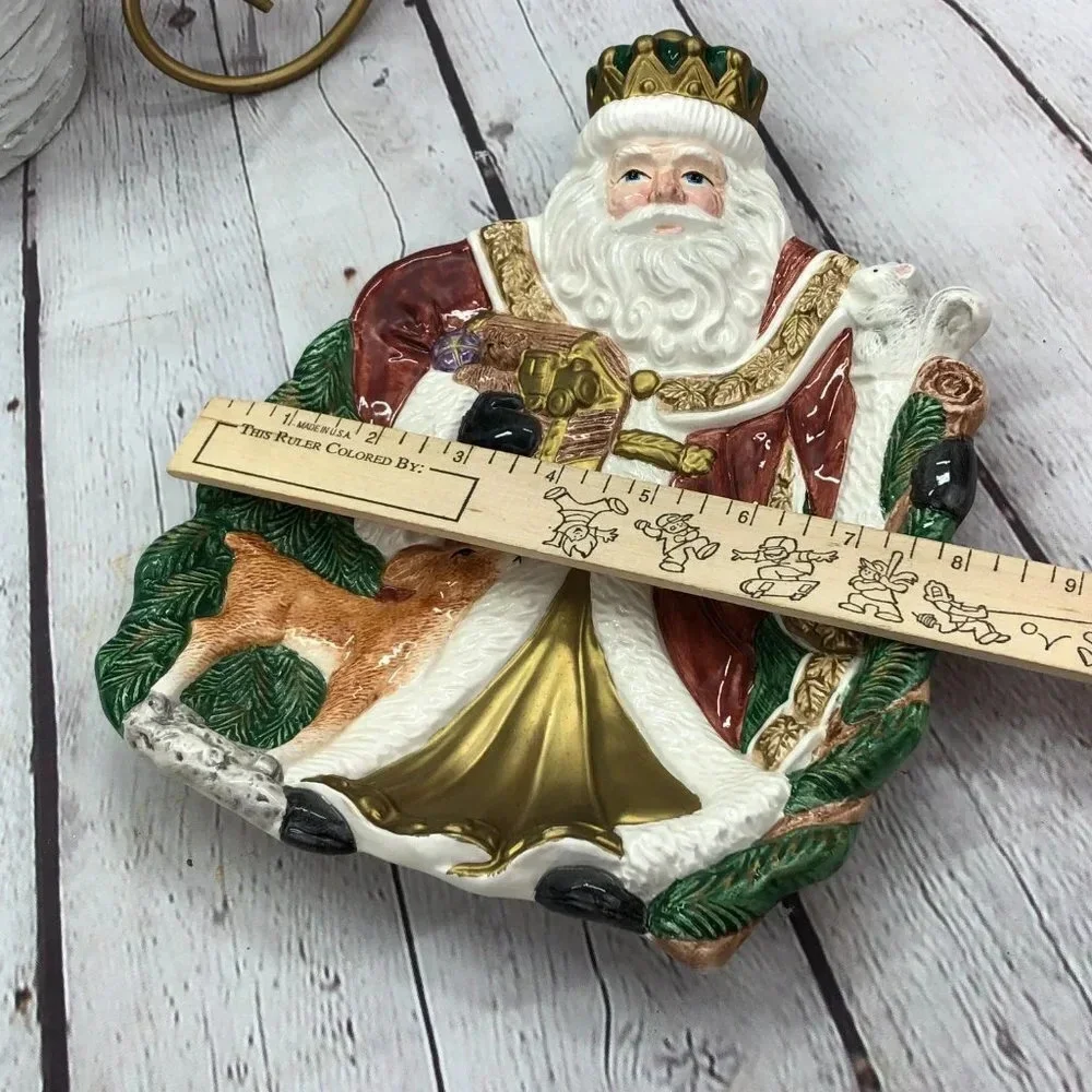 vintage omnibus 1995 fitz and floyd santa serving bowl Christmas holiday